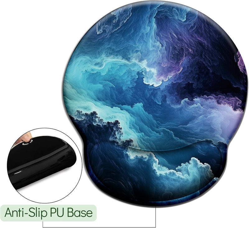 LIMKRIAN Galaxy Mouse Pad with Wrist Rest, Ergonomic Mouse Pad Wrist Support with Non-Slip Pain Relief PU Base, Funny Gaming Computer Mousepad, Cute Office Supplies Home Desk Accessories Decor - Image 5